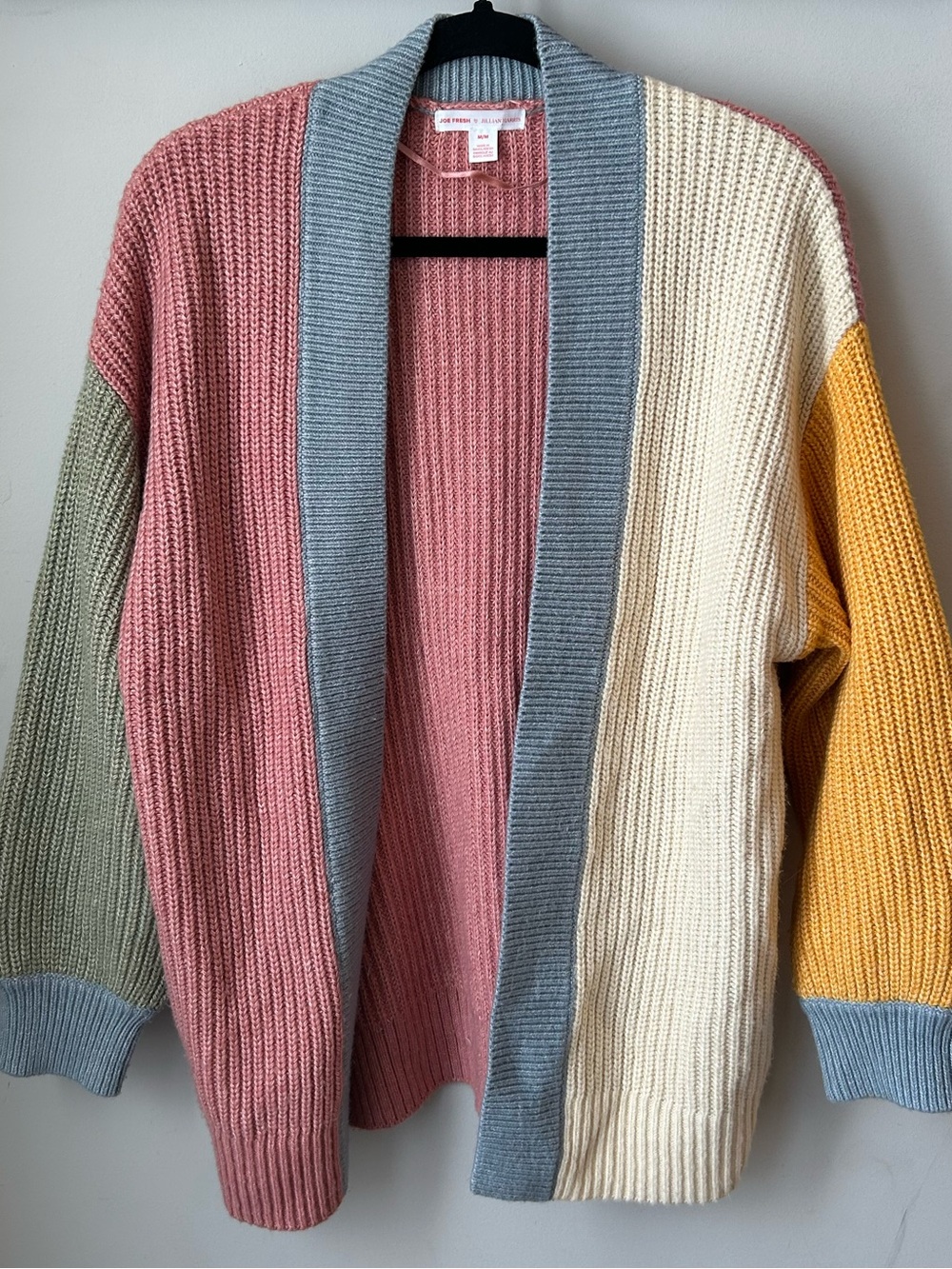 Joe Fresh x Jillian Harris Cozy Chroma Blocking Cardigan Size Med Colourblock